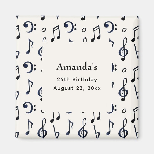 Imán Cute Musical Notes Pattern Birday (Frente)