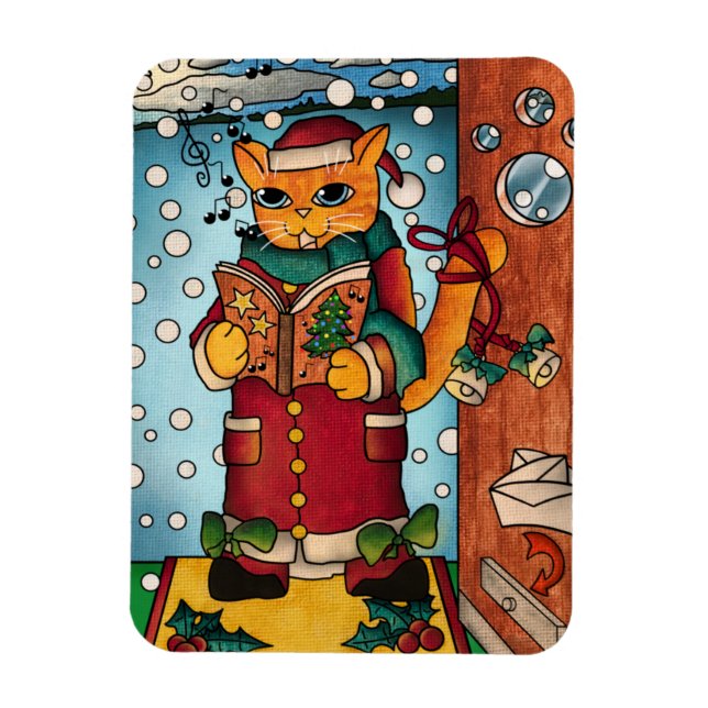 Imán Cute Navidades Carol Singer Cat Magnet (Vertical)