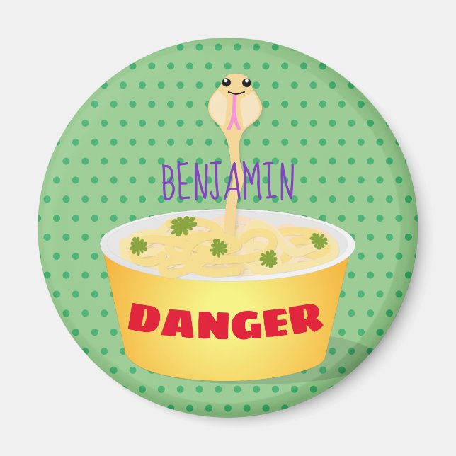 Imán Cute noodles snake cartoon illustration humor (Frente)