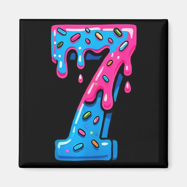 Imán Cute Number 7 Ice Cream Drip 67 Meme Costume Coupl (Frente)
