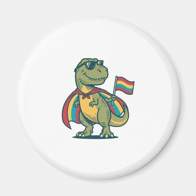 Imán Cute Orgullo Dinosaurio Vector Camiseta Diseño_1 (Frente)