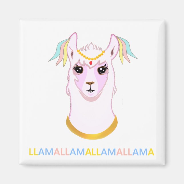 Imán Cute Ornamented Llama Magnet (Frente)