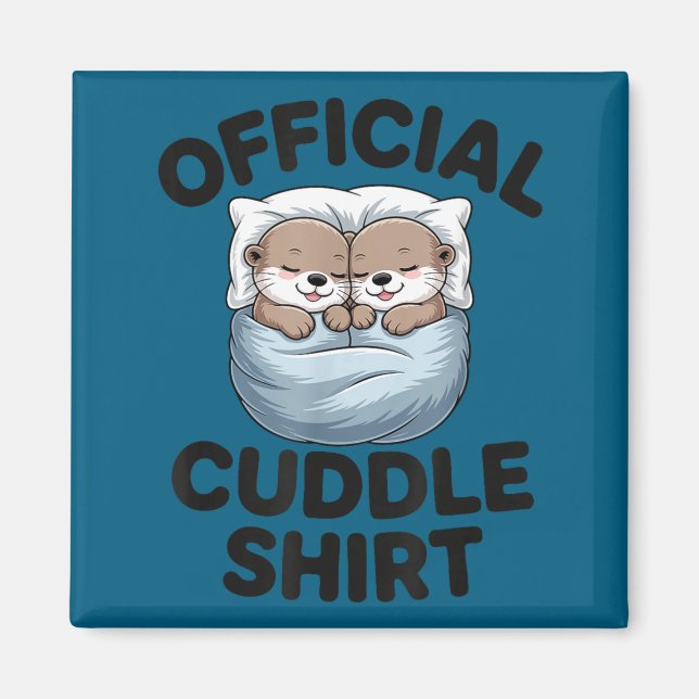 Imán Cute Otter Couple Cozy Cuddle  (Frente)