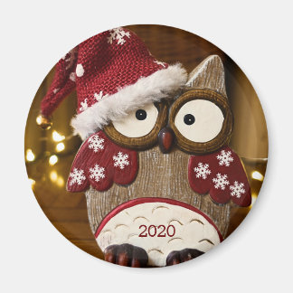 Imán Cute Owl Christmas Wood