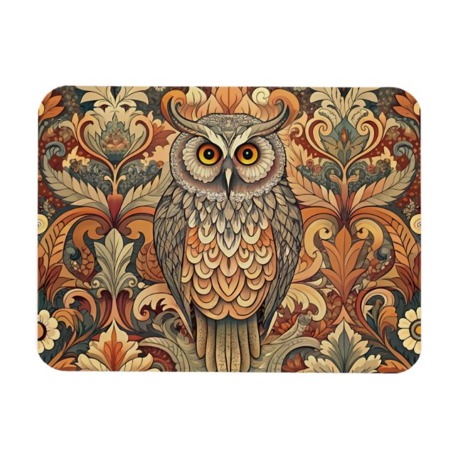 Imán Cute Owl Style William Morris (Horizontal)