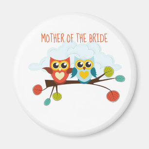 Imán Cute OWLS Tema Boda Naranja Azul