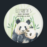Imán Cute Panda Bears Cuddddling Watercolor Baby Shower<br><div class="desc">Un imán para la ducha de bebé con un lindo ilustracion acuarela que presenta a una madre blanca y negra y a un bebé panda oso abrazándose. Mamá está sosteniendo su cachorro entre algunos tallos de bambú verde.</div>