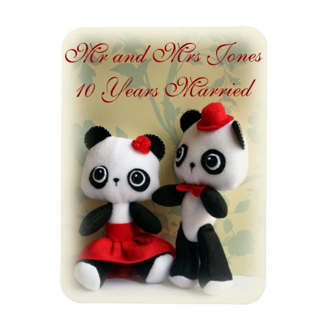 Imán Cute Panda Bears Pareja Aniversario Magnet (Vertical)
