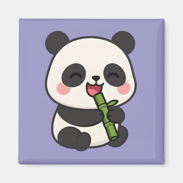 Imán Cute Panda Comer Bamboo - Cocina divertida Magnet (Frente)