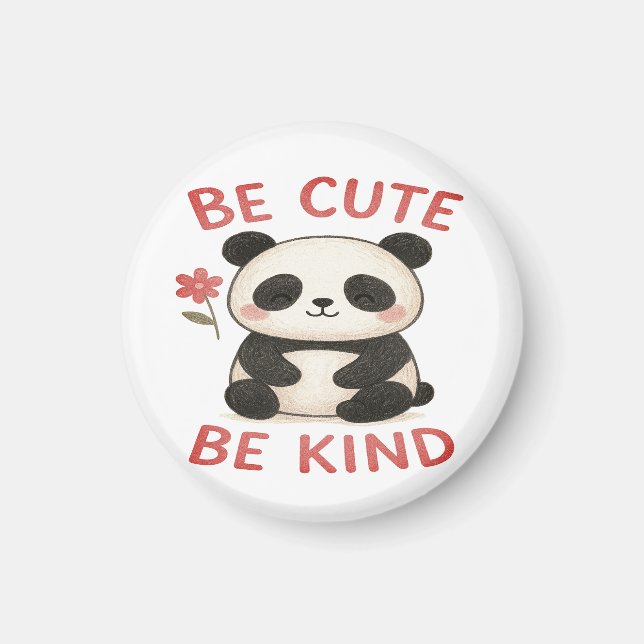 Imán Cute Panda Magnet Button – “Be Cute, Be Kind”  (Frente)