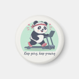 Imán Cute Panda Motivacional en Cinta de Correr