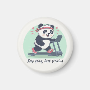 Imán Cute Panda Motivacional en Cinta de Correr