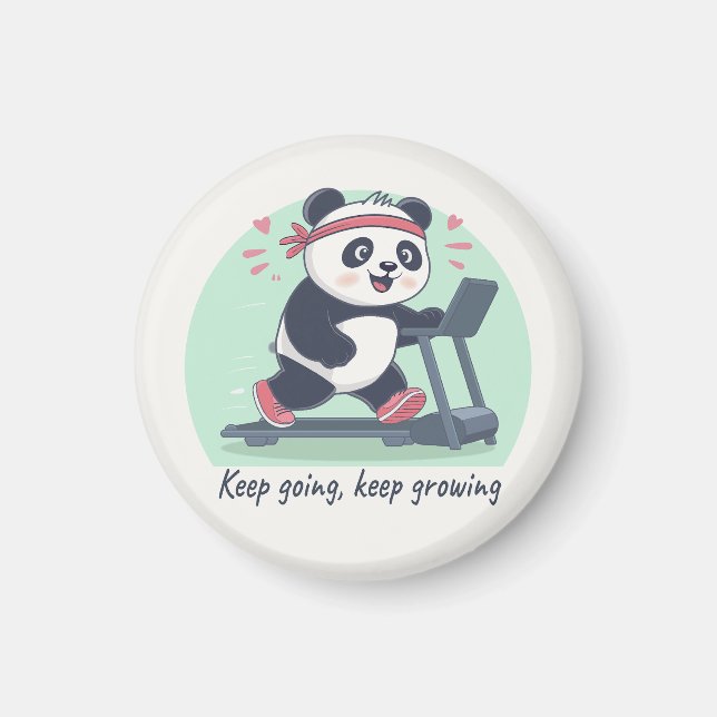 Imán Cute Panda Motivacional en Cinta de Correr (Frente)