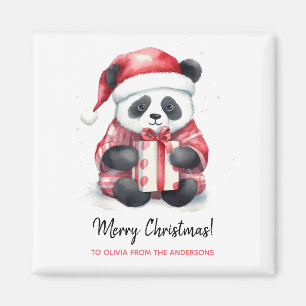 Imán Cute Panda Santa Merry Navidad