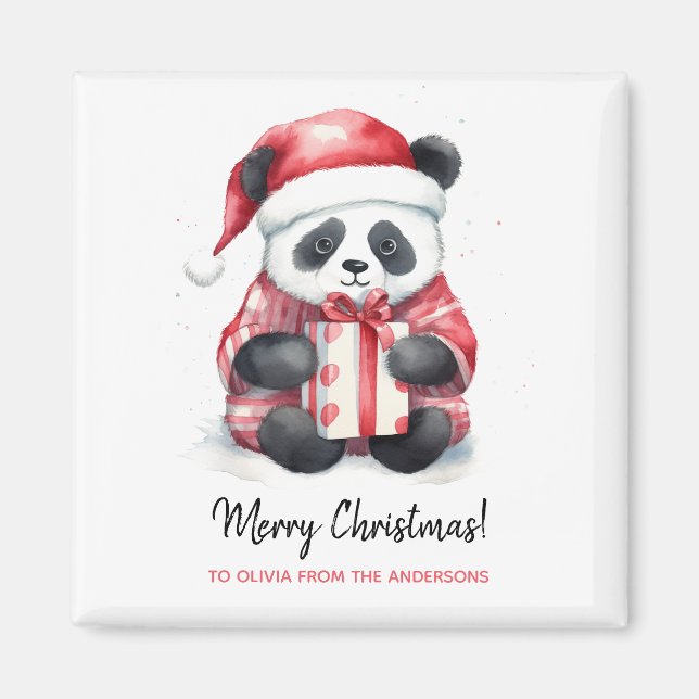 Imán Cute Panda Santa Merry Navidad (Frente)