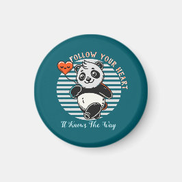 Imán Cute Panda "Sigue tu corazón" personalizado