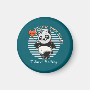 Imán Cute Panda "Sigue Tu Corazón" Personalizado