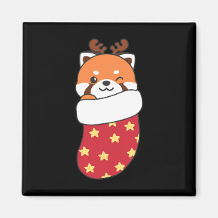 Imán Cute Pandas Rojos En Las Bolsas De Navidades Para 