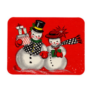 Imán Cute pareja de Snowman
