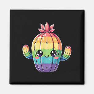 Imán Cute Pastel Rainbow Kawaii Cactus