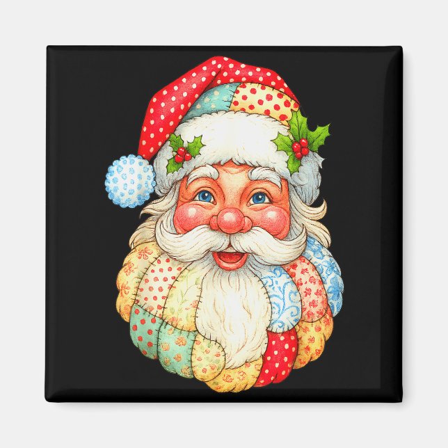 Imán Cute Patchwork Santa Claus Navidades Navidad Hombr (Frente)