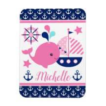 Cute Patrón de ballena rosa y anclas náuticas