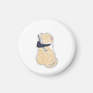 Imán Cute Pegatina de Vinilo de Gato con Pescado en Acu