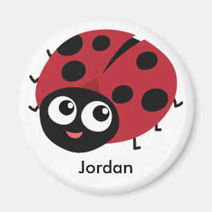 Imán Cute Personalizable Red Ladybug agregar tu nombre