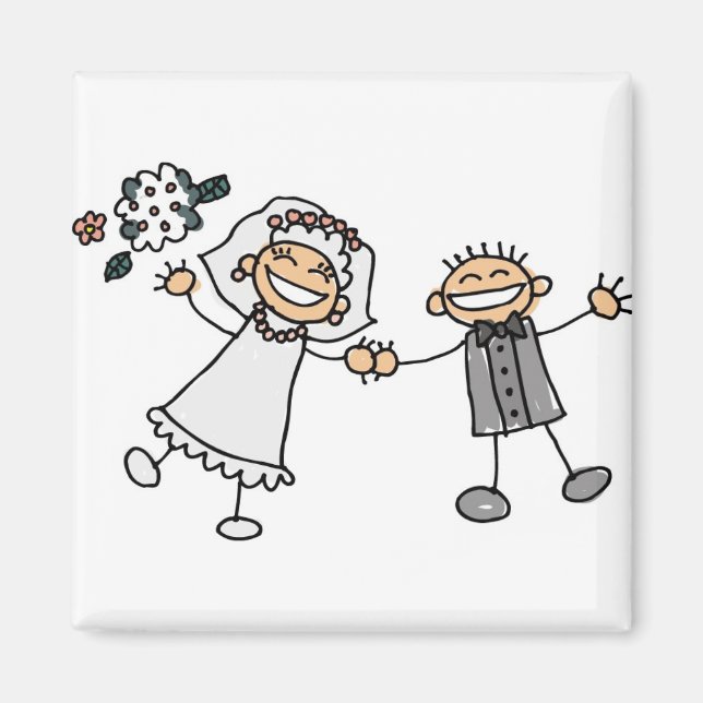 Imán Cute Personalizado Boda Artística Guardar La Fecha (Frente)