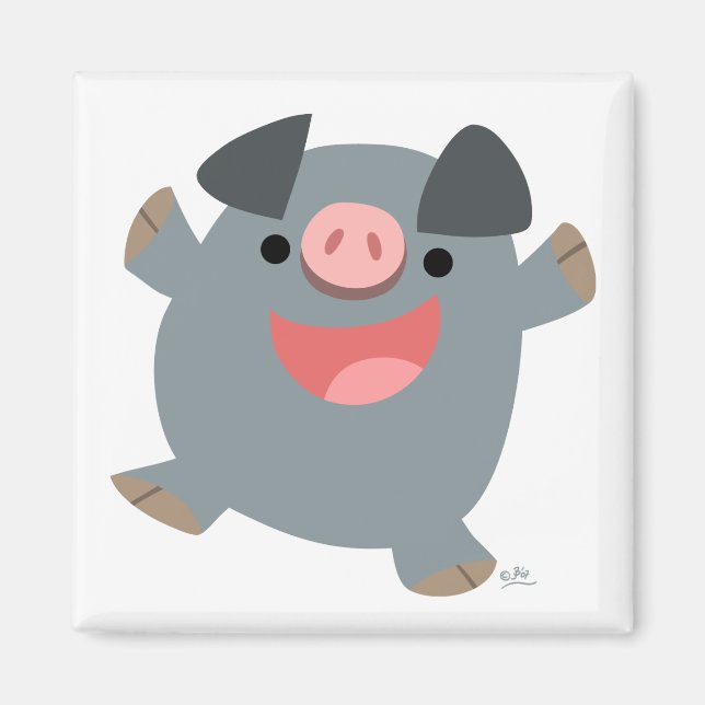 Imán Cute Personalizado Bouncy Pig Magnet (Frente)