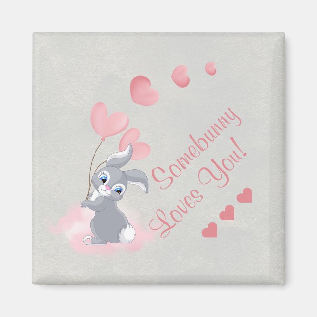 Imán Cute Personalizado Bunny Valentine Magnet (Frente)