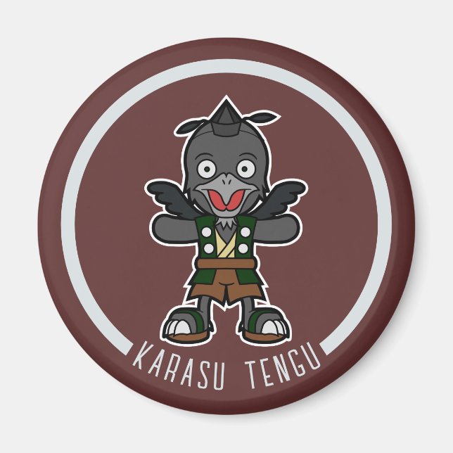Imán Cute Personalizado Crow Tengu | Yokai japonés (Frente)
