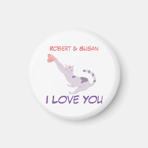 Imán Cute Personalizado Gato San Valentín Te Amo
