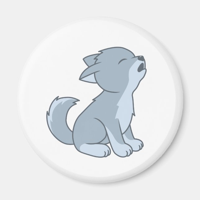 Imán Cute Personalizado Howling Wolf Pup (Frente)