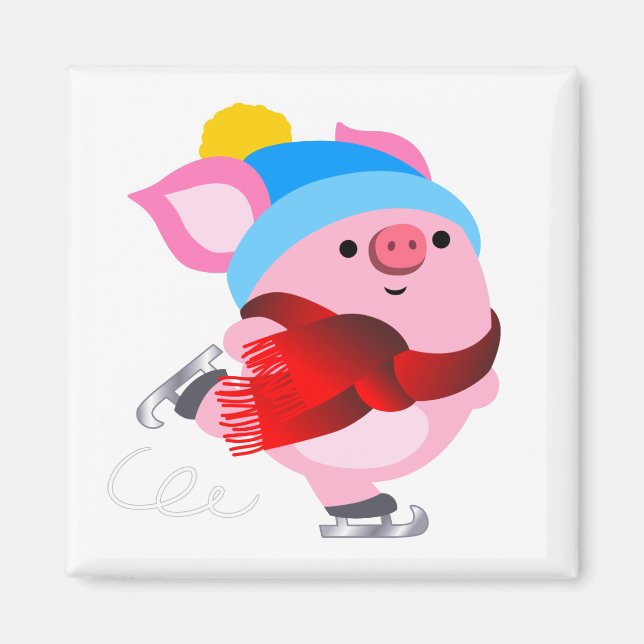 Imán Cute Personalizado Ice Skyline Pig Magnet (Frente)