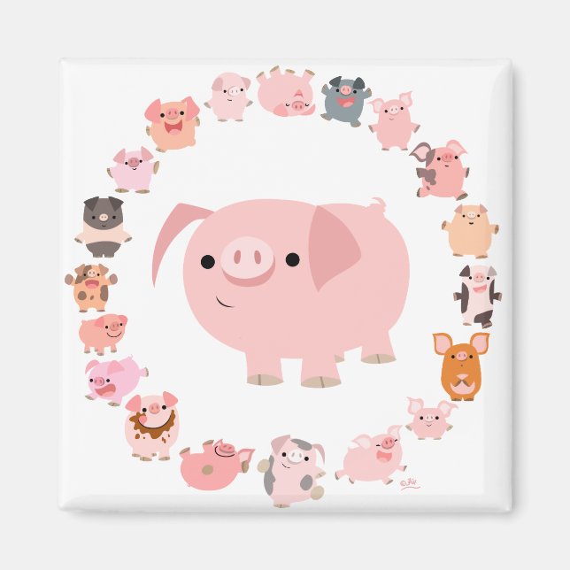 Imán Cute Personalizado Pig Mandala Magnet (Frente)