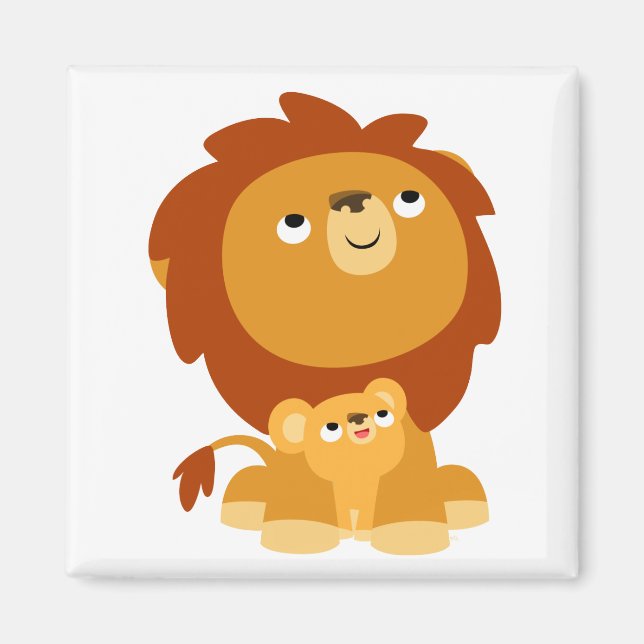 Imán Cute Personalizado Protector Papá León y Cub Magne (Frente)