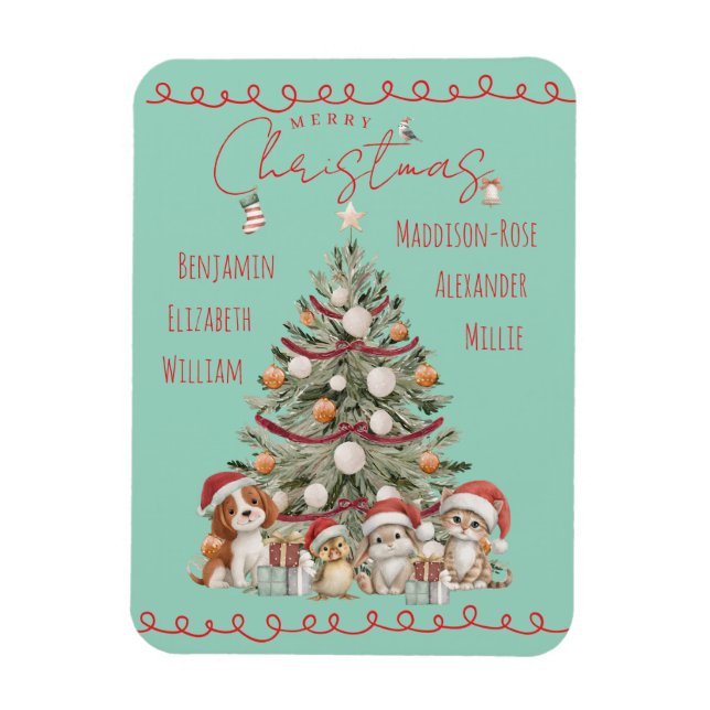 Imán Cute Pets Watercolour Family Christmas Magnet  (Vertical)