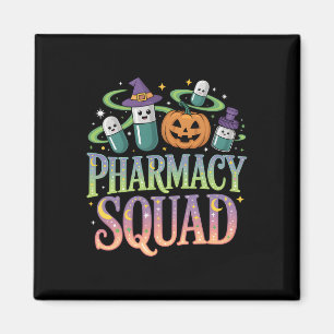Imán Cute Pharmacy Squad Halloween Pañolas de calabaza