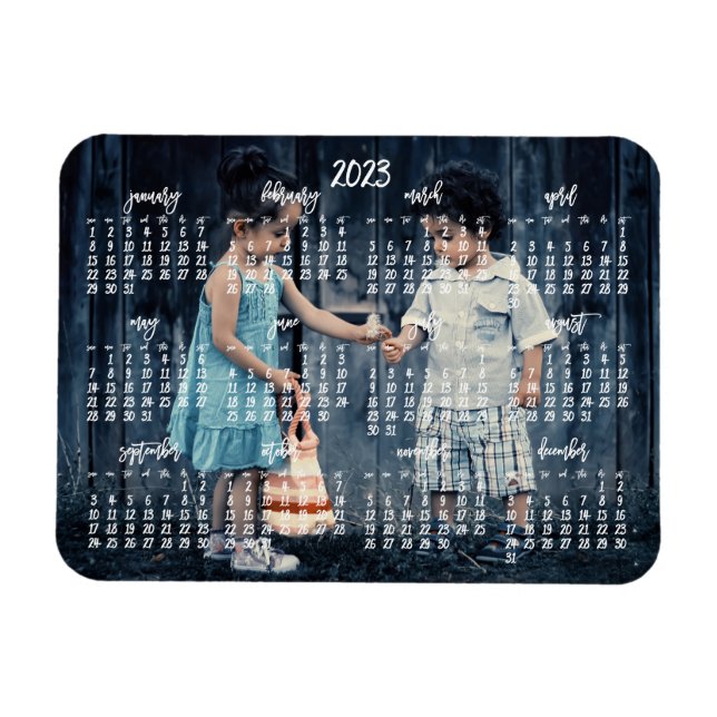 Imán Cute Photo 2023 Magnetic Calendar 3x4 Magnet (Horizontal)