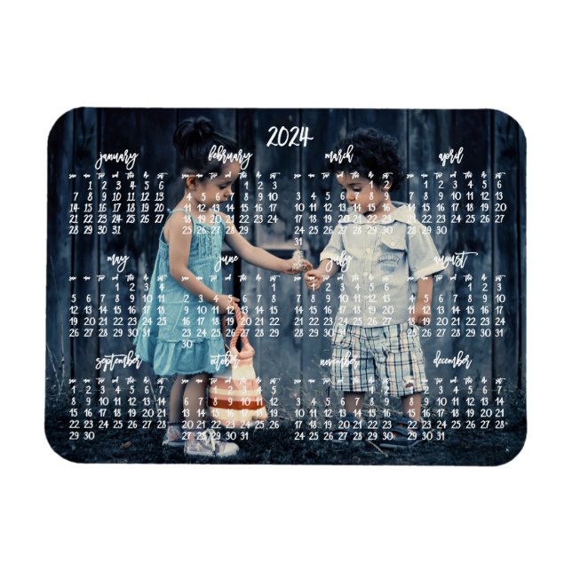 Imán Cute Photo 2024 Magnetic Calendar 3x4 Magnet (Horizontal)
