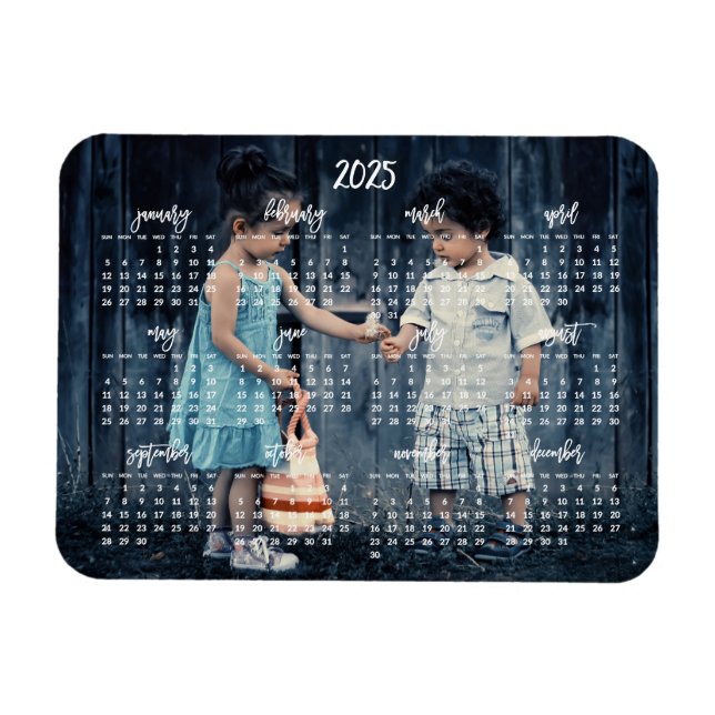 Imán Cute Photo 2025 Magnetic Calendar 3x4 Magnet (Horizontal)