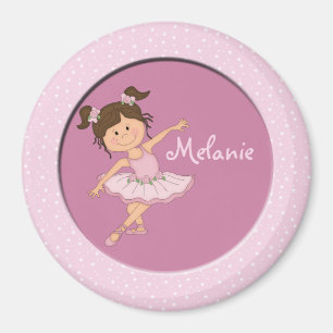 Imán Cute Pink Ballerina 2 Nombre Personalizado