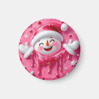 Imán Cute Pink Christmas Snowman Magnet