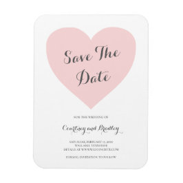 Imán Cute Pink Heart Typography Wedding Save the Date