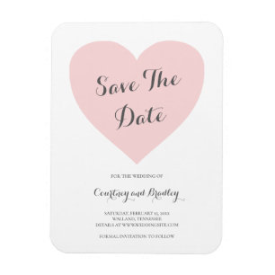 Imán Cute Pink Heart Typography Wedding Save the Date