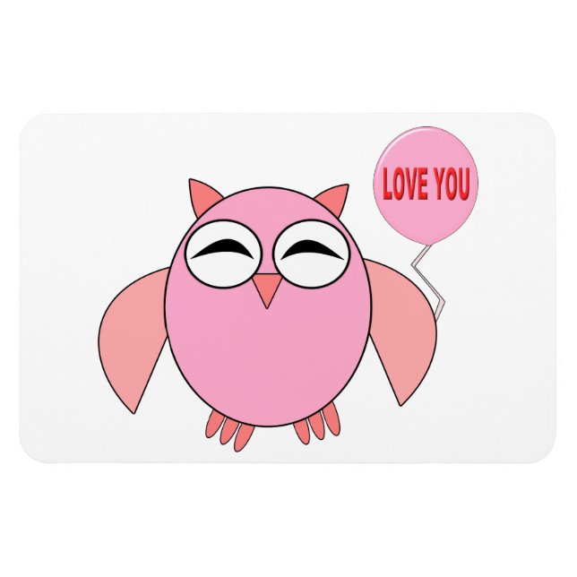Imán Cute Pink Love You Owl Magnet (Horizontal)