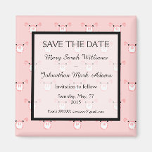 Cute Pink Pig Face Fun Wedding Save The Date