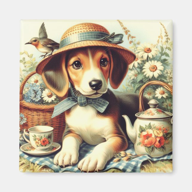 Imán Cute pintura de tórax inglesa (Frente)