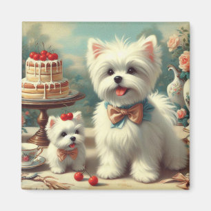 Imán Cute pintura maltesa de cachorros